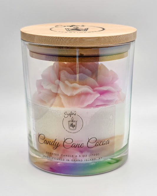 Candy Cane Cocoa Candle – Peppermint Mocha Chocolate & Vanilla Holiday Scent