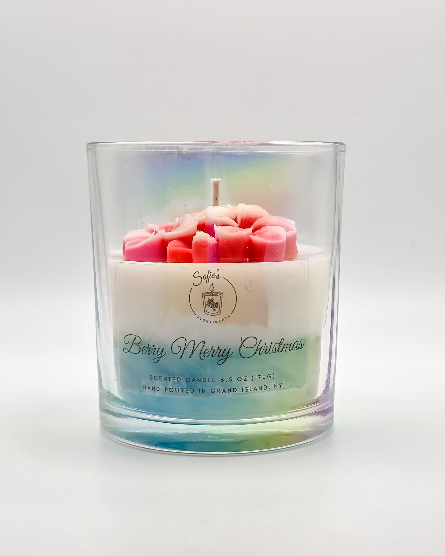 "Berry Merry Christmas" 6.5 oz Green & Red Berry Scented Candle