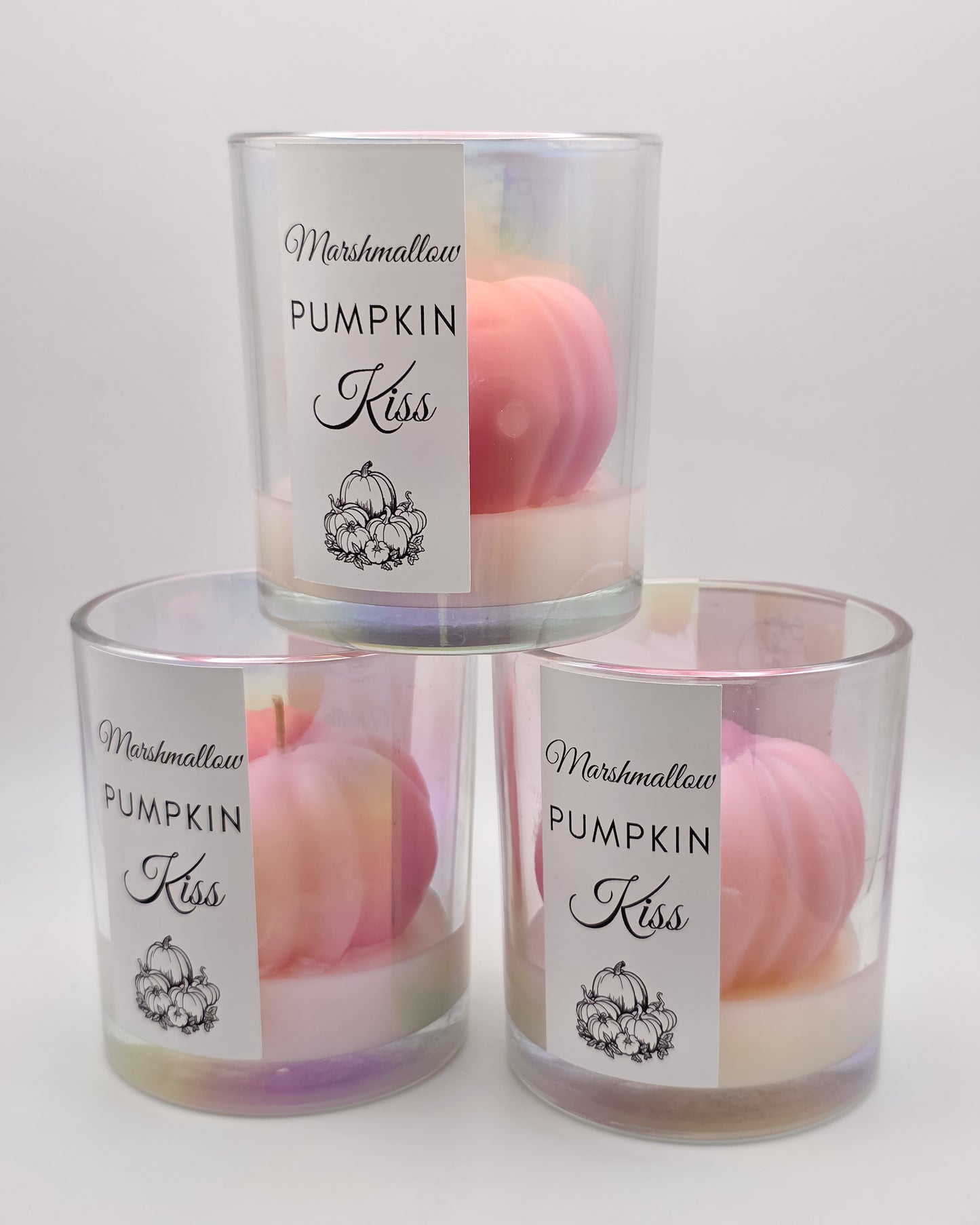 Marshmallow Pumpkin Kiss – Marshmallow, Pumpkin & Vanilla Candle (6oz, Pink Pumpkin on White Base)