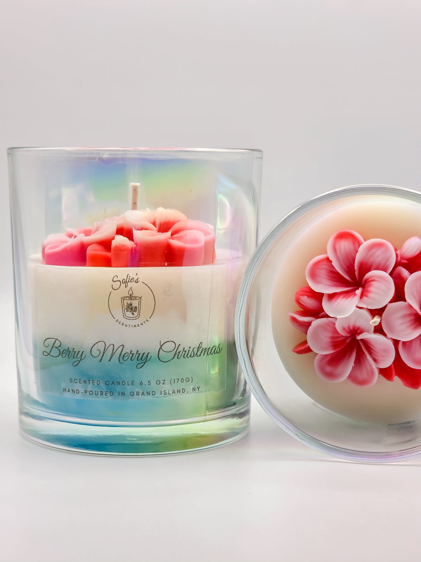 "Berry Merry Christmas" 6.5 oz Green & Red Berry Scented Candle