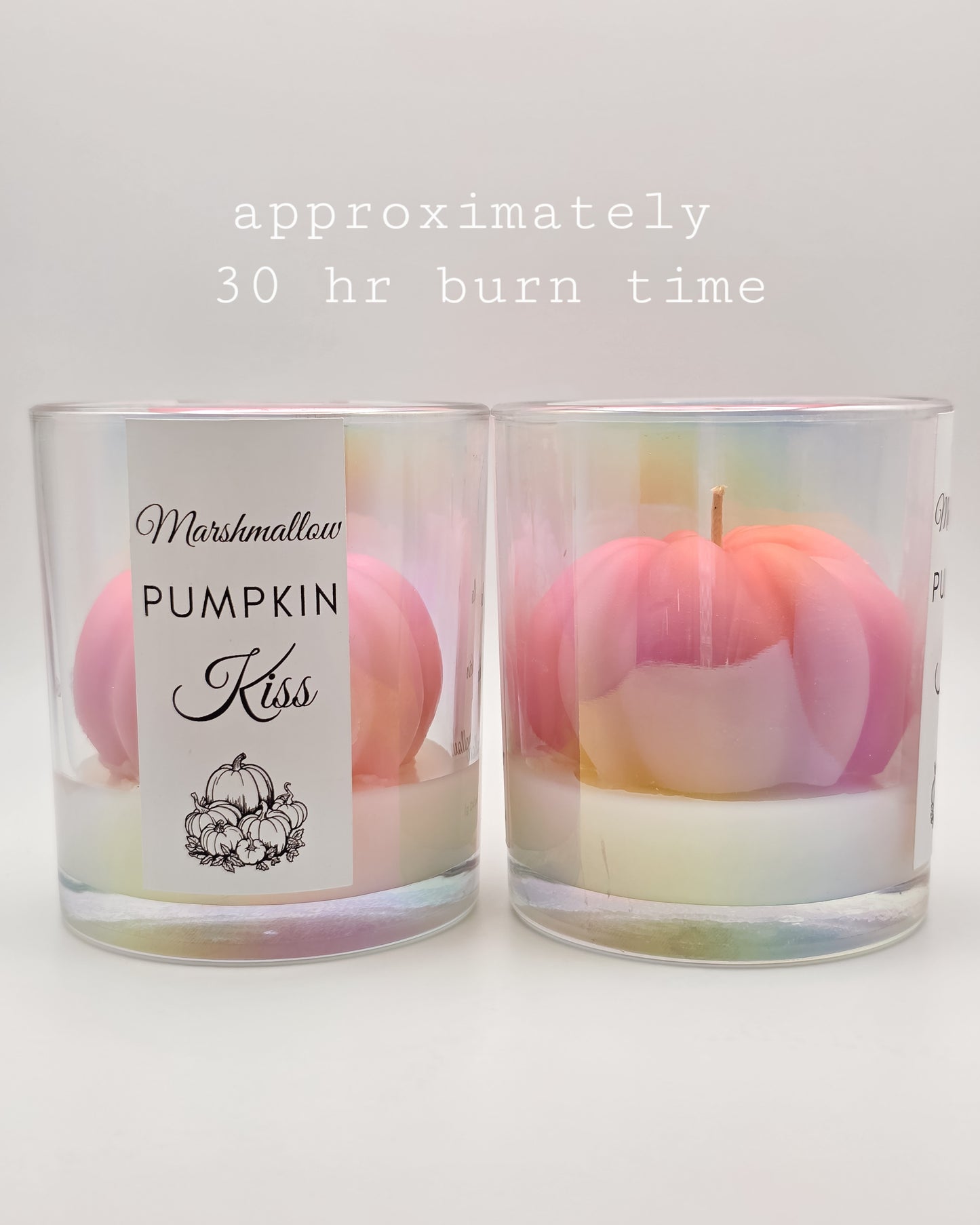 Marshmallow Pumpkin Kiss – Marshmallow, Pumpkin & Vanilla Candle (6oz, Pink Pumpkin on White Base)