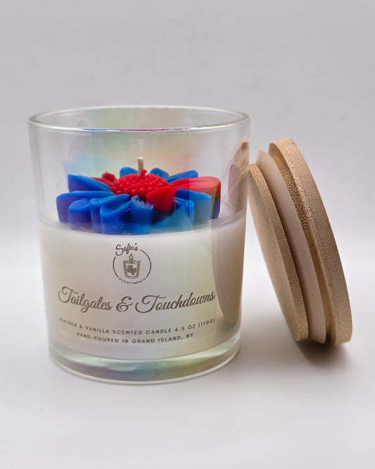 Tailgates & Touchdowns – Scented Football Candle (Leather & Vanilla, 6.5oz)