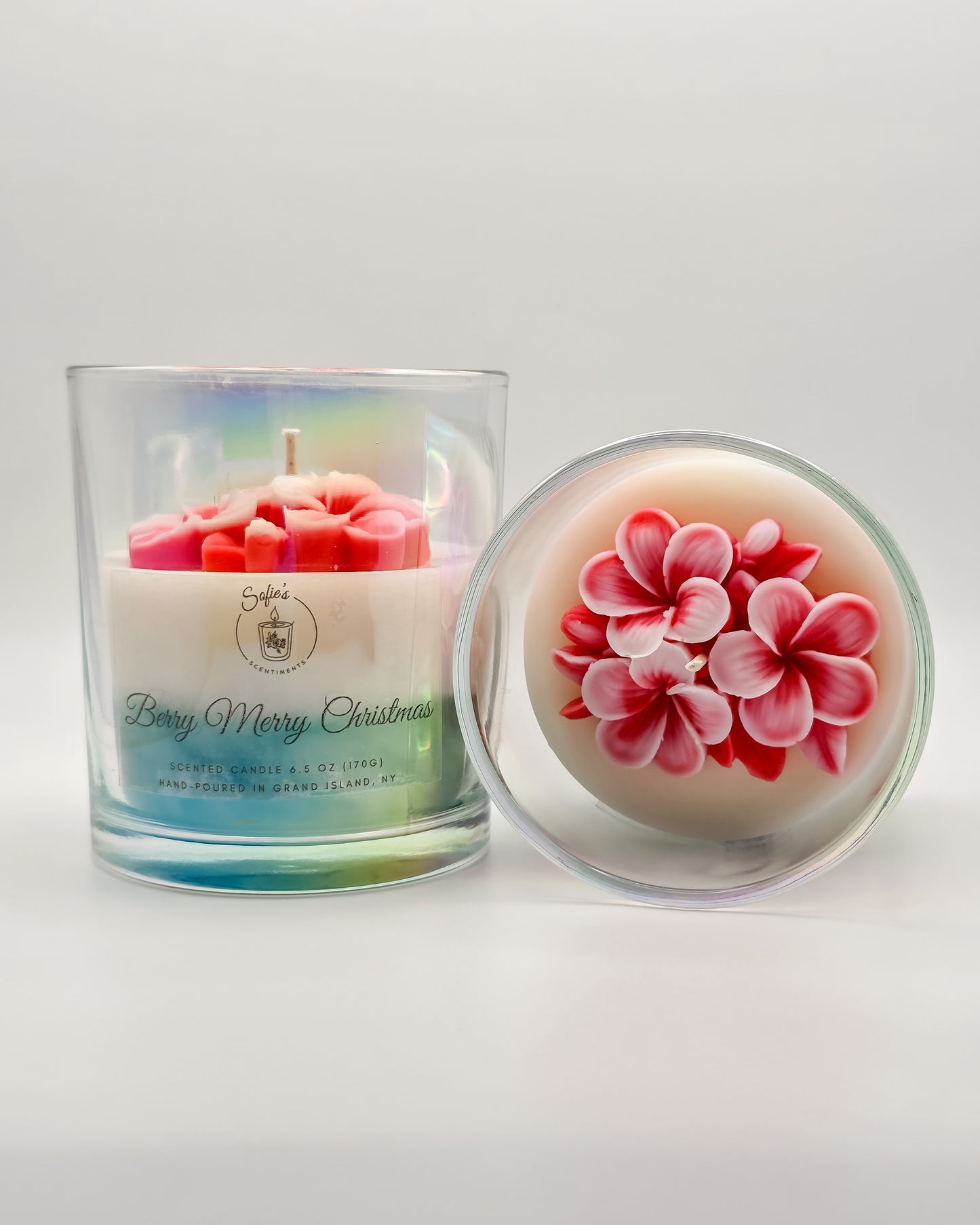 "Berry Merry Christmas" 6.5 oz Green & Red Berry Scented Candle